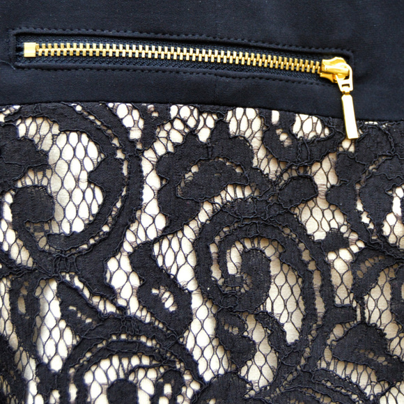 Chico’s Pieced Ponte Lace-Mix Faux Leather Jacket - Picture 4 of 7